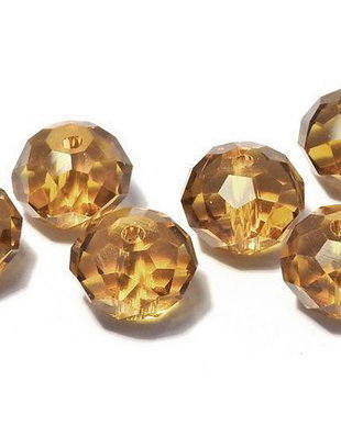 Cristale din sticla, rondelle, 10x7 mm, maro