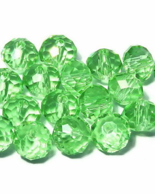 Cristale din sticla, rondelle, 10x7 mm, verzi