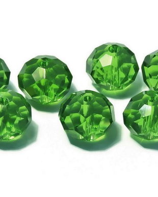 Cristale din sticla, rondelle, 10x7 mm, verzi