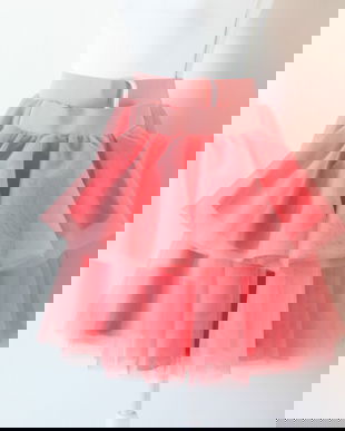 Set Tutu Corai, Fuste Tutu Coral Mama Fiica, Tutu Botez, Fuste Tulle Living Coral