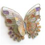 Fluture multicolor brosa broderie pe organza