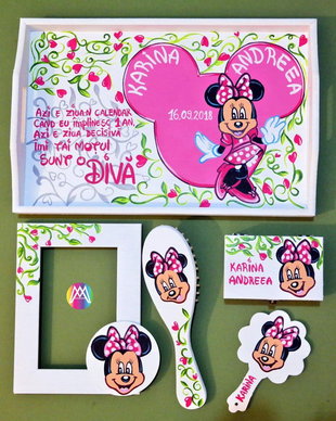 Set Mot cu Minnie Mouse pictat manual