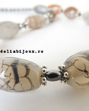 Colier Dragon Bone Stone si hematit