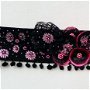 Cordon textil negru cu roz.rezervat