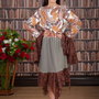 Rochie casual ,colturi,maneca clopot,tull brodat