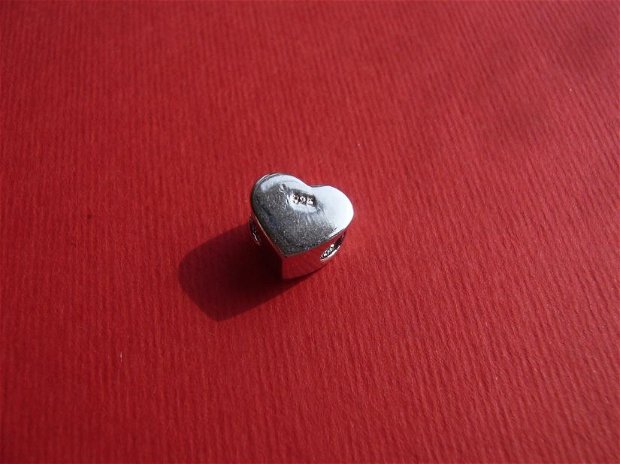 Margica inima tip PANDORA din argint .925 cu zirconii si zona aurie