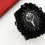 Bratara statement din piele si dantela, Bratara in stil gotic victorian