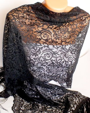 Esarfa/Sal- Dantela neagra