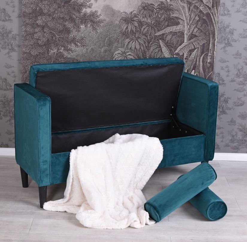 Canapea Chic din lemn masiv cu tapiteria albastra