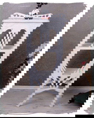 Masa telefon din lemn masiv alb