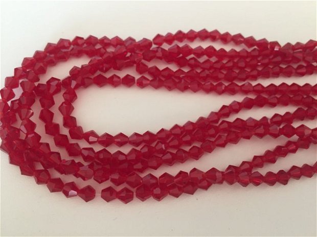 Șirag cristale (4,5x4,5mm) biconice fatetate , roșii