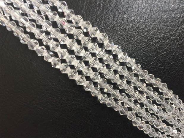 Șirag cristale (4,5x4,5mm) biconice fatetate , transparente