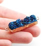 Conector agat titanium druzy - cu  margini electroplacate aur