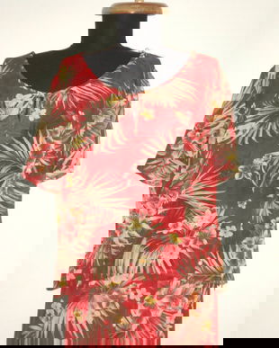 Costum nou, din vascoza colorata, cu imprimeu floral exotic