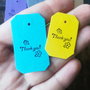 50 etichete colorate, perforate si stampilate manual. Price tags. etichete pret