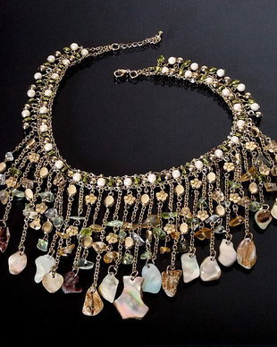 Colier sidef, peridot, cuart