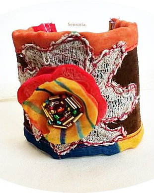bratara piele inflorata dantelata colorata