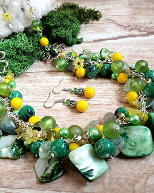 Set /colier si cercei/Green@yellow