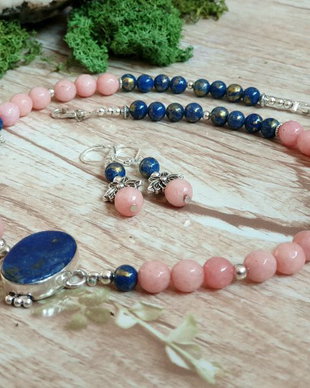 Set/colier si cercei/lapis lazuli si jad