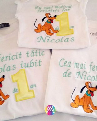 Set Tricouri aniversare "Pluto", Brodate