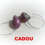 CADOU... Cercei argintii rotunzi cu melc emailat mov