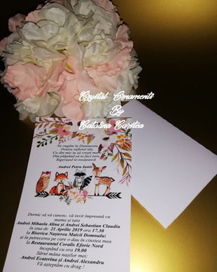 Invitatie botez animale / animăluțe / padure