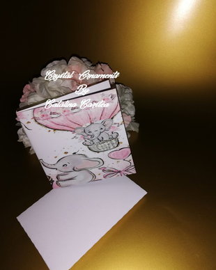 Invitatie botez baby girl elefant