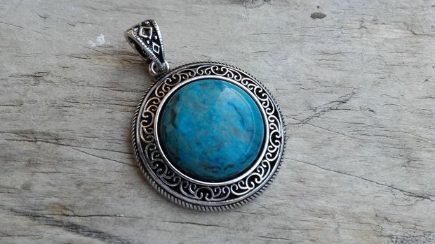 Pandantiv agata blue crazy lace, 50 mm