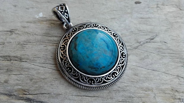Pandantiv agata blue crazy lace, 50 mm