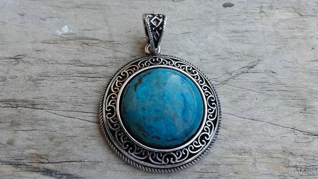 Pandantiv agata blue crazy lace, 50 mm
