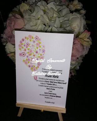 Invitatie botez baby girl / flori / fetita