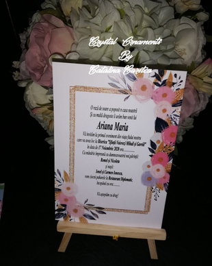 Invitatie botez / invitatii botez / baby girl / invitatie flori