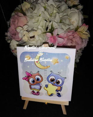 Invitatie botez gemeni bufnite
