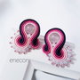 Cercei soutache cuart roz