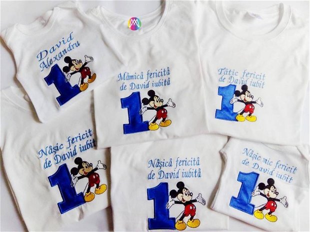 Set Tricouri aniversare "Mickey Mouse" brodate