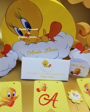 Cutie de dar botez / casuta de bani botez tweety