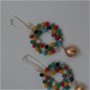 Cercei handmade din sarma gilt,cristale fatetate mate si perle de cultura -flower