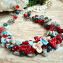 Colier floral cu amazonit si coral