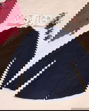 Sacou piele întoarsă albastru electric.