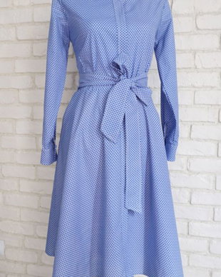Rochie Camasa Albastru cu Alb
