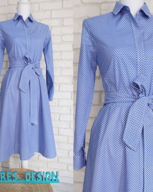 Rochie Camasa  albastru cu alb