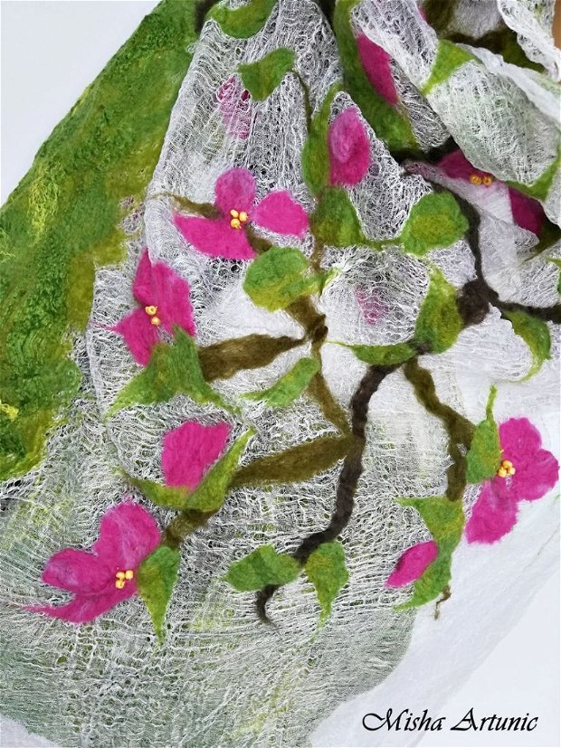 Vândut Sal din borangic cu flori de Boungavilie impaslite