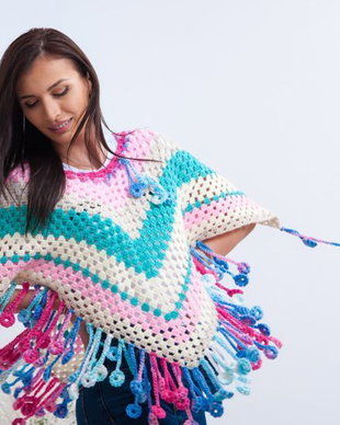Bluza crosetata ,multi ciucuri colorati,model unicat