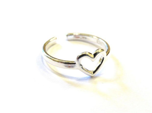 Inel reglabil delicat din Argint 925 - IN687 - Inel casual, inel cu inimioara, inel inima