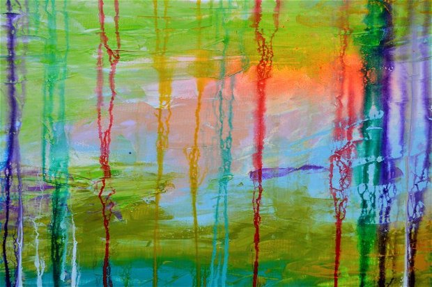 Tablou Abstract pictat manual - Moods 87, 150x60x2 cm