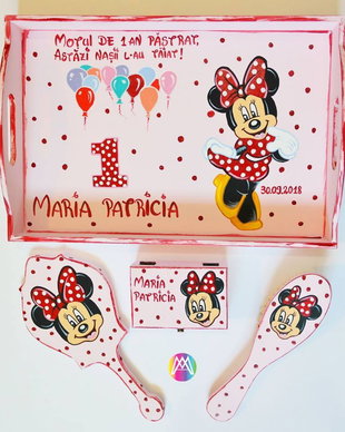 Set Mot cu Minnie Mouse ,pictat manual