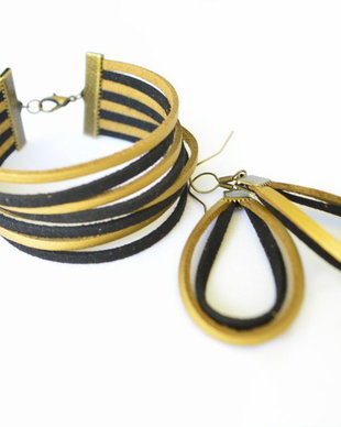 Set bratara si cercei suede
