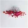 *Zara  - Accesoriul de păr roșu cu perle, frunzulițe și pietricele