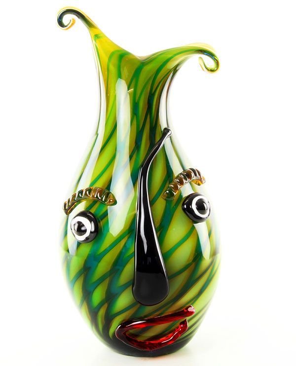 Vaza cu o fata verde din sticla de Murano
