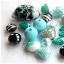Mix margele Murano cal. a ll-a, Turquoise Night, 80 g (cod 4210)